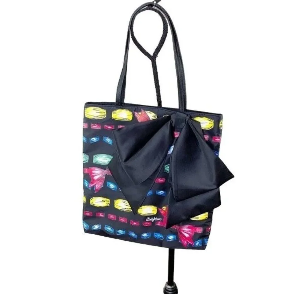 Brighton Take a Beau Black Large Bow Tote Bag Shopper Handbag Purse‎